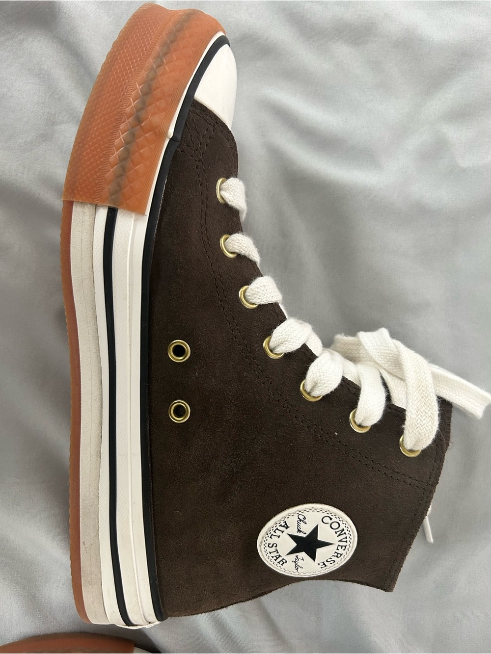 Converse High-Top Sneaker in Brown with Gum Sole